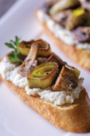 Whipped Ricotta Tartines with Mushrooms and Leeks