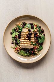Chicken Farro Salad with Chunky Blueberry Dressing