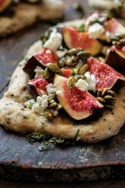 Fig and Goat Cheese Breakfast Flatbreads with Mint and Pumpkin Seeds