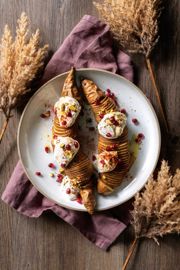 Hasselback Sweet Potatoes with Pistachios and Pomegranate