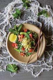 Minted Watermelon and Rice Noodle Salad
