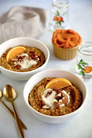 Pumpkin Cardamom Oats With Coconut Butter and Orange Zest
