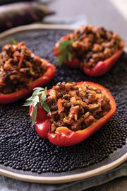 Smoky Lentil Sloppy Joe Stuffed Peppers