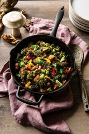 Turkey Sausage Skillet with Mixed Vegetables and Spinach